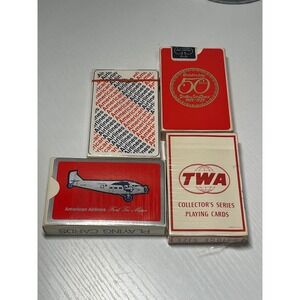 Vintage Airline Playing Cards Lot TWA Delta American Airlines 4 Decks